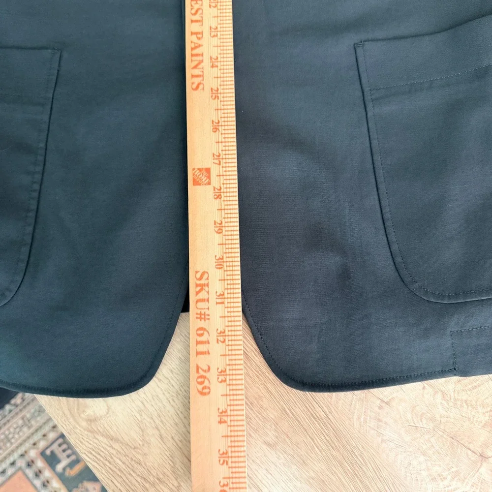 Uniqlo U Blazer Mens L Dark Gray Polyester Linen Blend 3 Button Unstructured